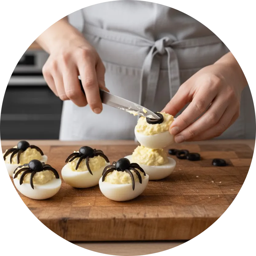 Benvolio.bio Ricette Halloween Salate: 3 Idee Facili E Spaventosamente Buone Con Oli Bio Passo 5: Decorare Con Olive Per Creare Occhi Di Ragno