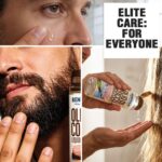 Uomo che applica olio di cocco Benvolio sulla pelle del viso e sulla barba. Trattamento Elite Care per tutti, ideale per idratare pelle e barba in modo naturale.