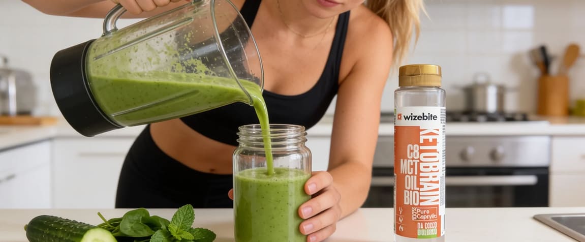 Frullato Verde Post-Workout Arricchito Con Olio C8 Mct Per Il Recupero Energetico.